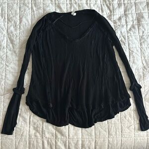 EUC FREE PEOPLE Black Laguna Thermal Top - BLACK size XS